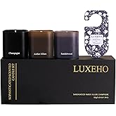 Luxury Scented Candle Set 3-Pack | Home Decor & Giftable Soy Candles | Champagne, Sandalwood & Amber | 75h Burn Time | Cotton Wick | Elegant Decorative Jars