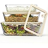 Vase and Vessel Glass Storage Container Set, Borosilicate Glass, Tempered Glass Lids, Baking Pan, Airtight with Vents, Microwave, Oven & Dishwasher Safe, Rectangular, Set of 3 (23.6/50.3/80 oz)