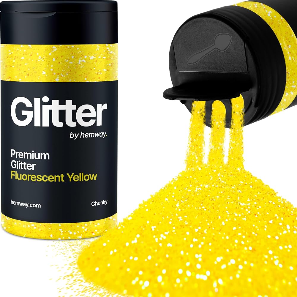 Hemway Fluorescent Yellow Glitter Shaker 130g Chunky Resin Epoxy Crafts