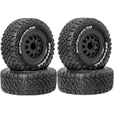 Dantenron 1/10 RC Short Course Truck Tires OD 4.45" &amp; Wheels 12mm Hex 4PCS RC Off Road Tires for 1:10 Scale Truck On Rond Car Traxxas Slash 2WD 4&times;4 Rc4wd Arrma Senton Axial Losi Redcat (A Tires)