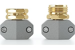 DBR TECH Garden Hose Repair Kit, Fits 3/4 and 5/8 Inch Hoses, Solid Male and Female Hose End Replacement, Water Hose Fixing Kit, Hose Mender, Water Repair Fix Connector, Rust-Proof Finish, Zero Leaks, 1 Set