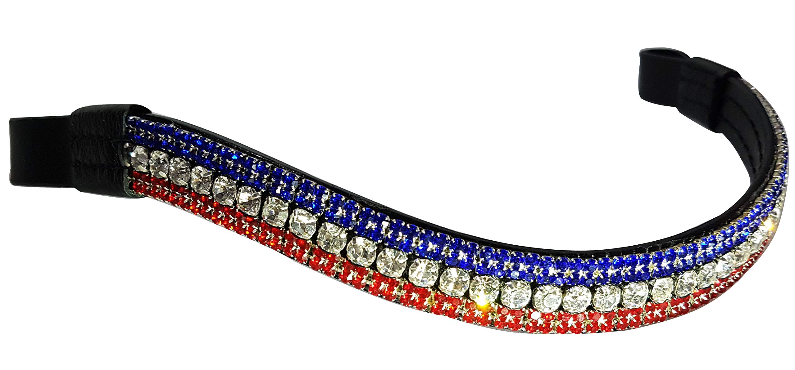 Cwell Equine Designer U Team GB 5 Rows Bling Browband F/C/P Black Leather (COB 15")
