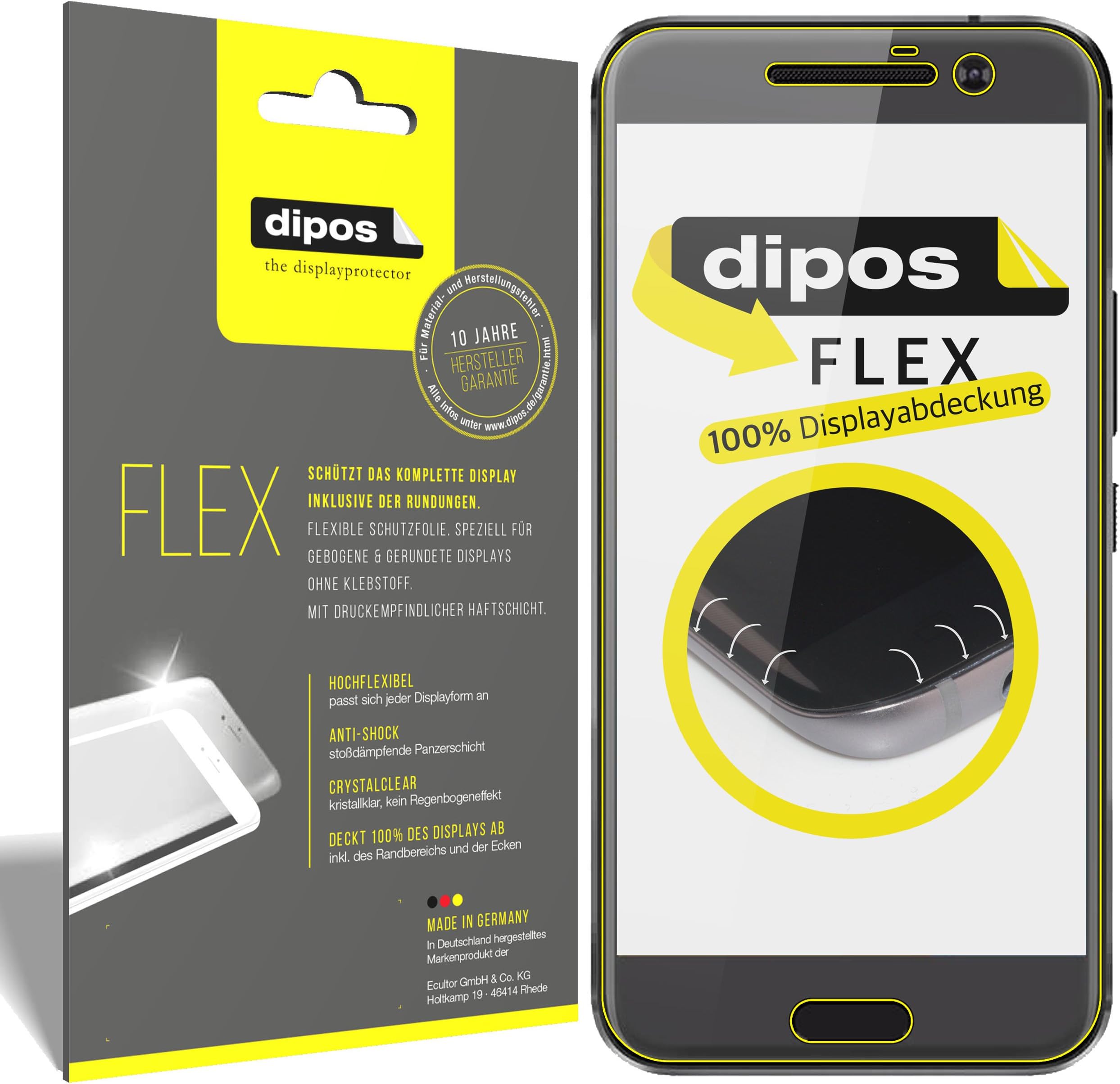 diposI 3x Screen Protector compatible with HTC 10 - Covers Screen 100% - Protective Film