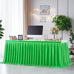 Partisky Green Polyester Table Skirt for Rectangle