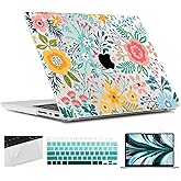 TWOLSKOO Compatible with MacBook Pro 14 inch Case 2023 2022 2021 Release M2 A2779 M1 A2442 Pro/Max Chip with Touch ID, Plastic Hard Shell Case & Keyboard Cover & Screen Protector, Abstract Flower
