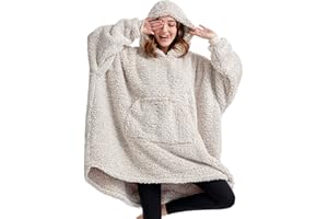 HORIMOTE HOME Cozy Sherpa Wearable Snuggle Blanket Hoodie for Adults Women Men Kids Gift Idea, Super Warm Lightweight Oversized Blanket Sweatshirt, Light Brown