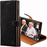 Snakehive Leather Wallet for Samsung Galaxy S24 Ultra 5G - Real Leather Wallet Phone Case - Genuine Leather with Viewing Stand and 3 Card Holder - Flip Folio Cover with Card Slot (Black)