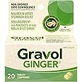 Gravol Ginger - Anti Nausea and Upset Stomach Relief with Organic Ginger Extract - Made in Canada - Non-Drowsy, Taste-Free an
