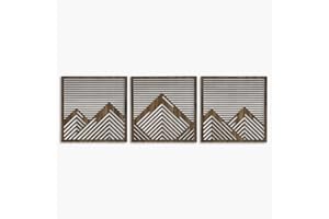 Mountain With Lines Panel Wood Wall Art, Geometric Mountain Wood Wall Decor Over the Bed, Set of 3 Large Wooden Wall Art, Mod