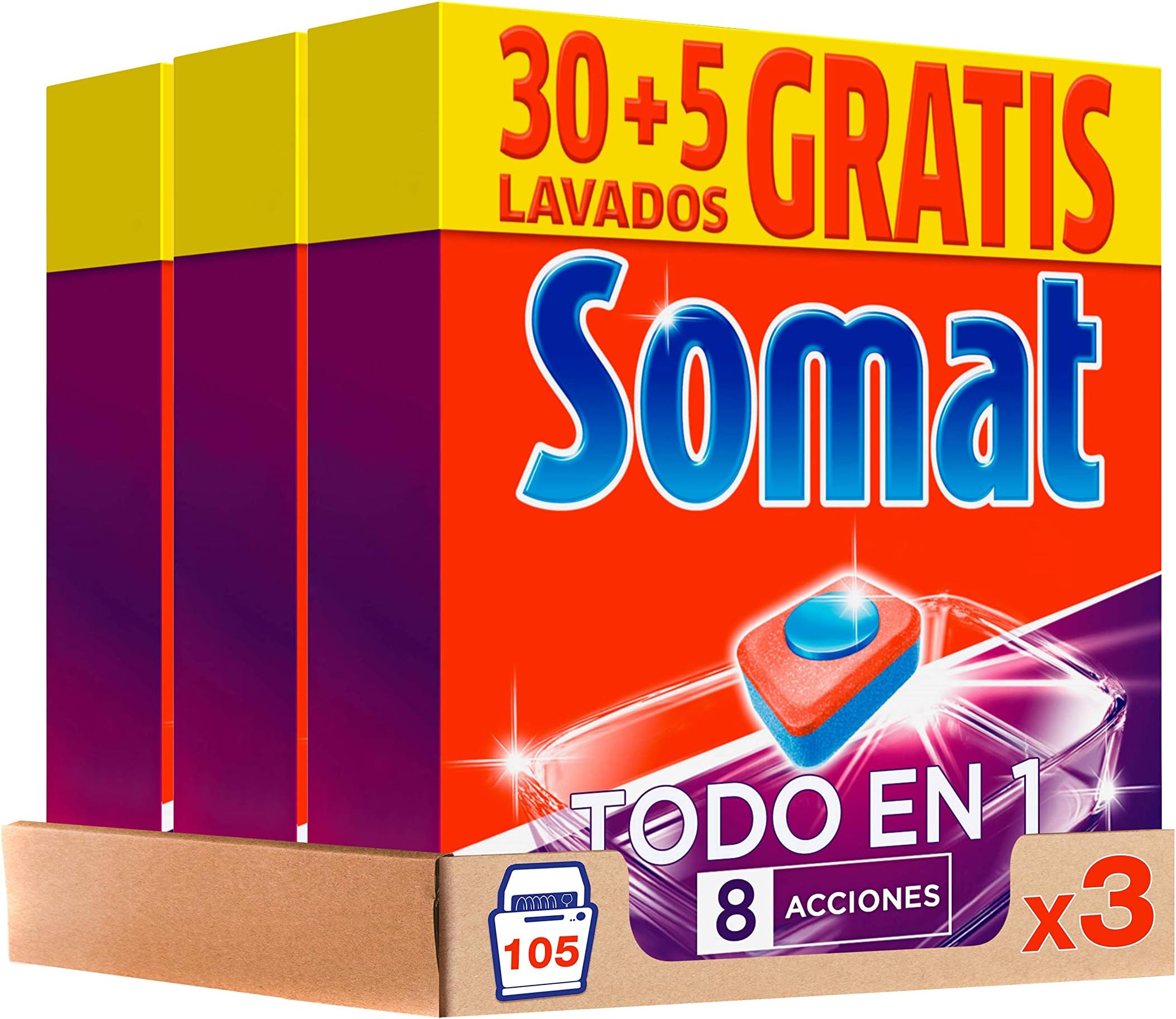 Somat Dishwasher Detergent Tablets – Pack of 3 x 630 g, Total 1890 g