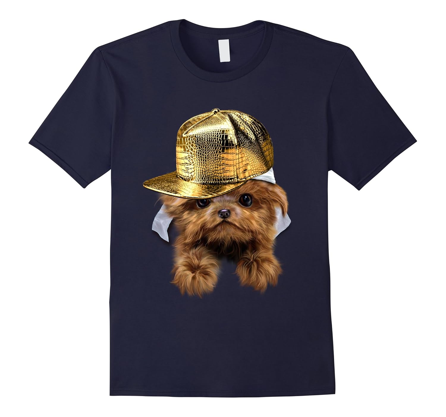 Brown Poodle Puppy in Hip Hop Hat, Rapper Dog T-Shirt-Rose