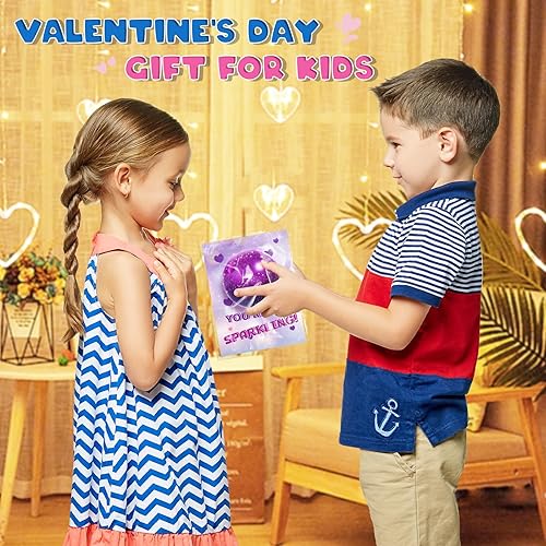 Valentines Day Cards for Kids, 24 Pack Stretchy Ball with Cute