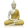 Houlu 12 inch Ceramic Buddha Statues for Home Decor, Small Buddha Decoration Statue Indoor Outdoor - Yellow
