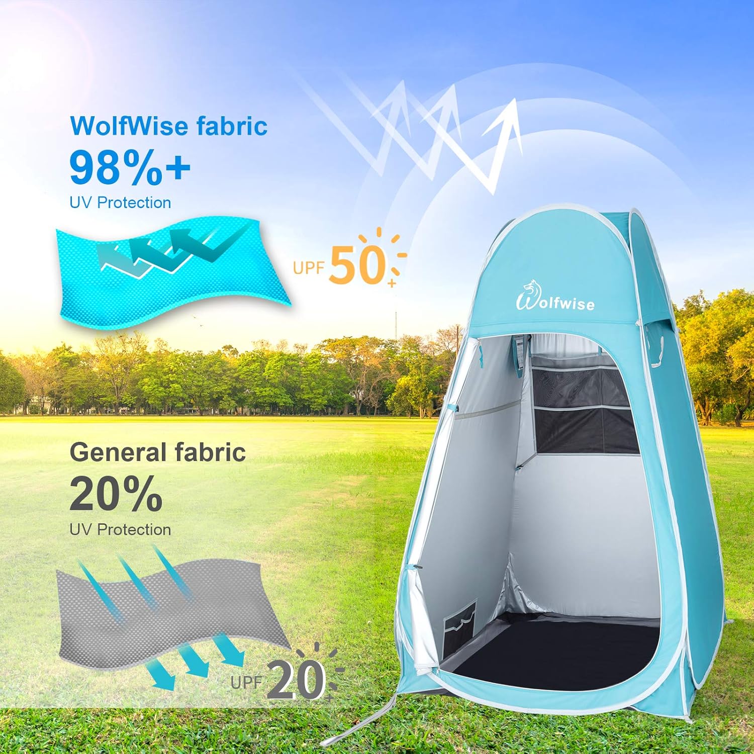 WolfWise Portable Pop Up Privacy Shower Tent Spacious Changing Room for Camping Hiking Beach Toilet Shower Bathroom : Sports & Outdoors