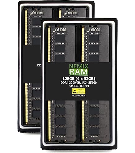 NEMIX RAM 64GB (4X16GB) DDR4 3200MHZ PC4-25600 2Rx8 1.2V CL22 288