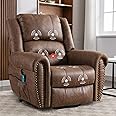 ANJ Large Power Lift Recliner Chairs with Massage and Heat Breathable Faux Leather Electric Lift Chairs for Elderly, Heavy Duty Big Man Recliners Power Reclining Chair with USB Port (Nut Brown)