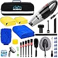 HLWDFLZ 30PCS Car Wash Cleaning Kit - High Power Portable Car Vacuum Cleaner, Car Interior and Exterior Detailing Set with Cleaning Gel, Duster, Brush, Towels, Wash Mitt