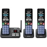 AT&T 3 Handsets Cordless Phone with Answering System — BL108-3 | Large Display and Big Buttons, Flashlight, Smart Call Blocke