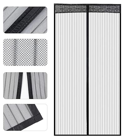 Store2508 Polyester Mesh Mosquito Screen Curtain with Magnets (Multicolour, 110x210 cm)