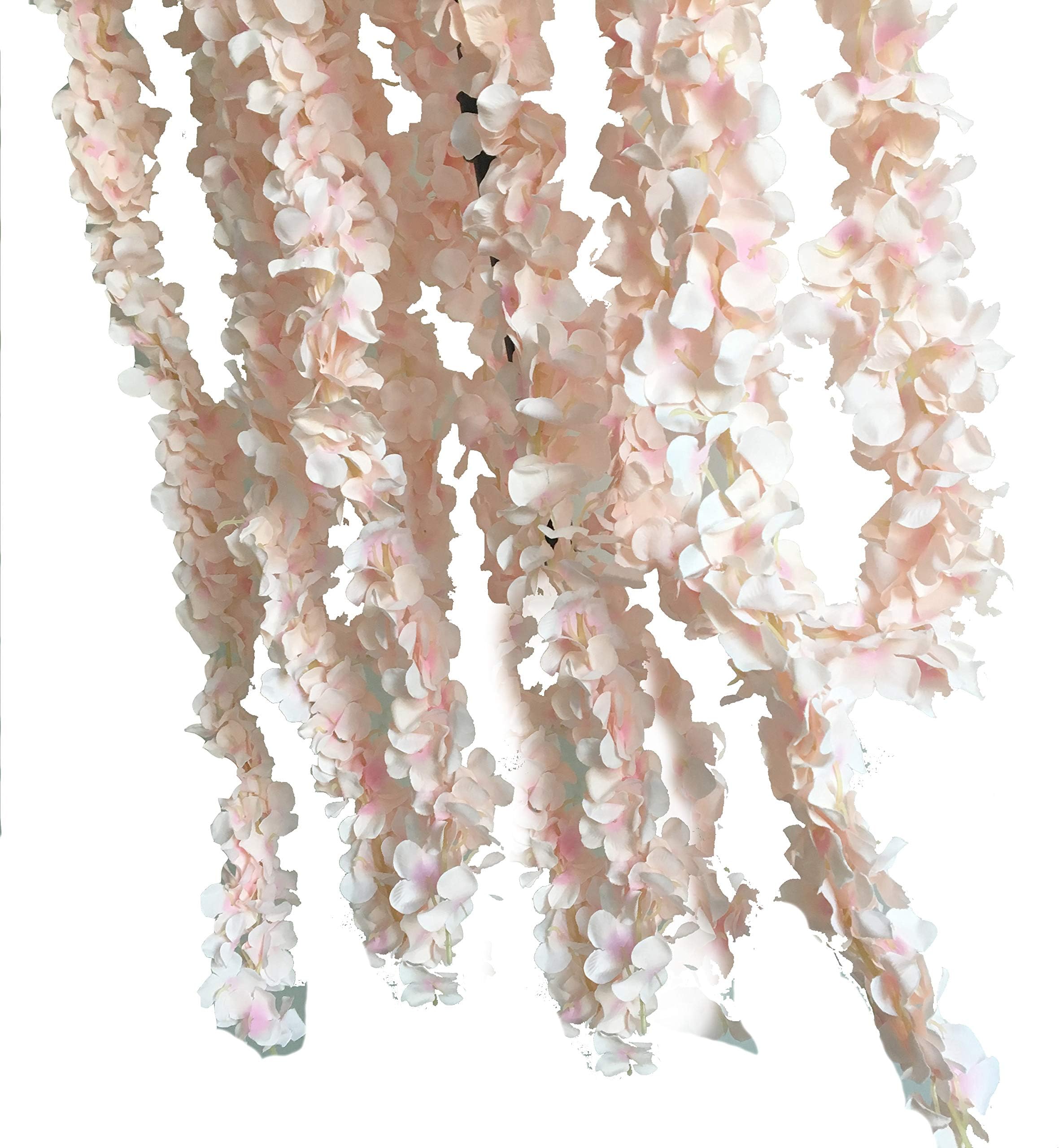 FANFLONA Silk Wisteria Wedding Arch Garland 5 Strings Wisteria Vine for Wedding Ceremony Decor Backdrop (Light Pink)