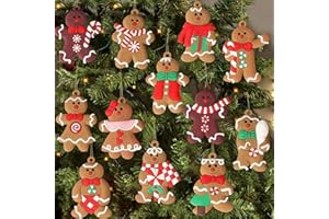 KOCKUU Gingerbread Man Ornaments for Christmas Tree, 12pcs Assorted Gingerbread Figurines Ornaments, Christmas Tree Hanging Decorations, 3 Inch Tall