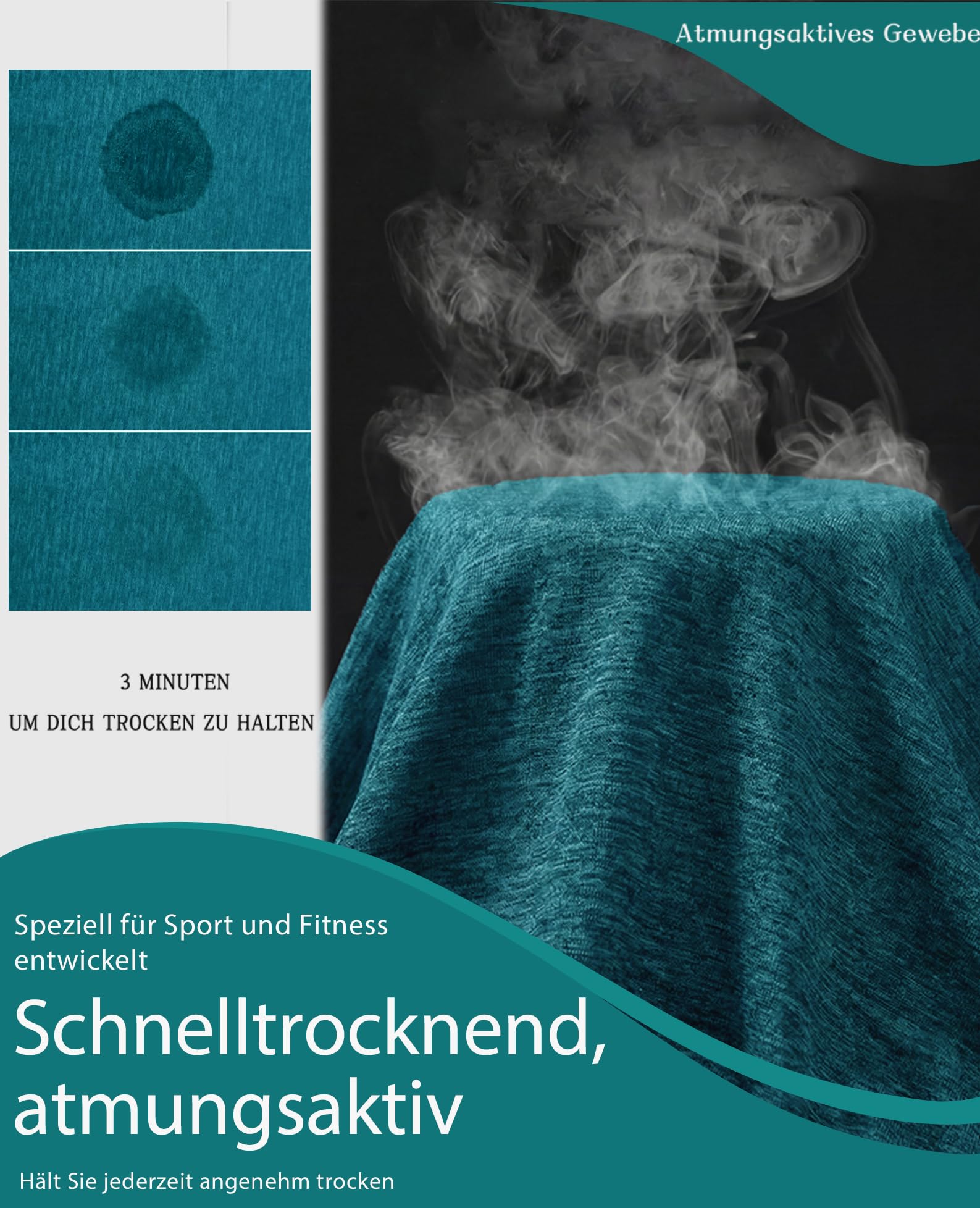 MAGCOMSEN Funktionsshirt Herren Sportshirt Kurzarm Trainingsshirt Atmungsaktiv Laufshirt Wandershirt Männer Regular Fit Fitness Shirts Funktionsshirt Teal XL 4