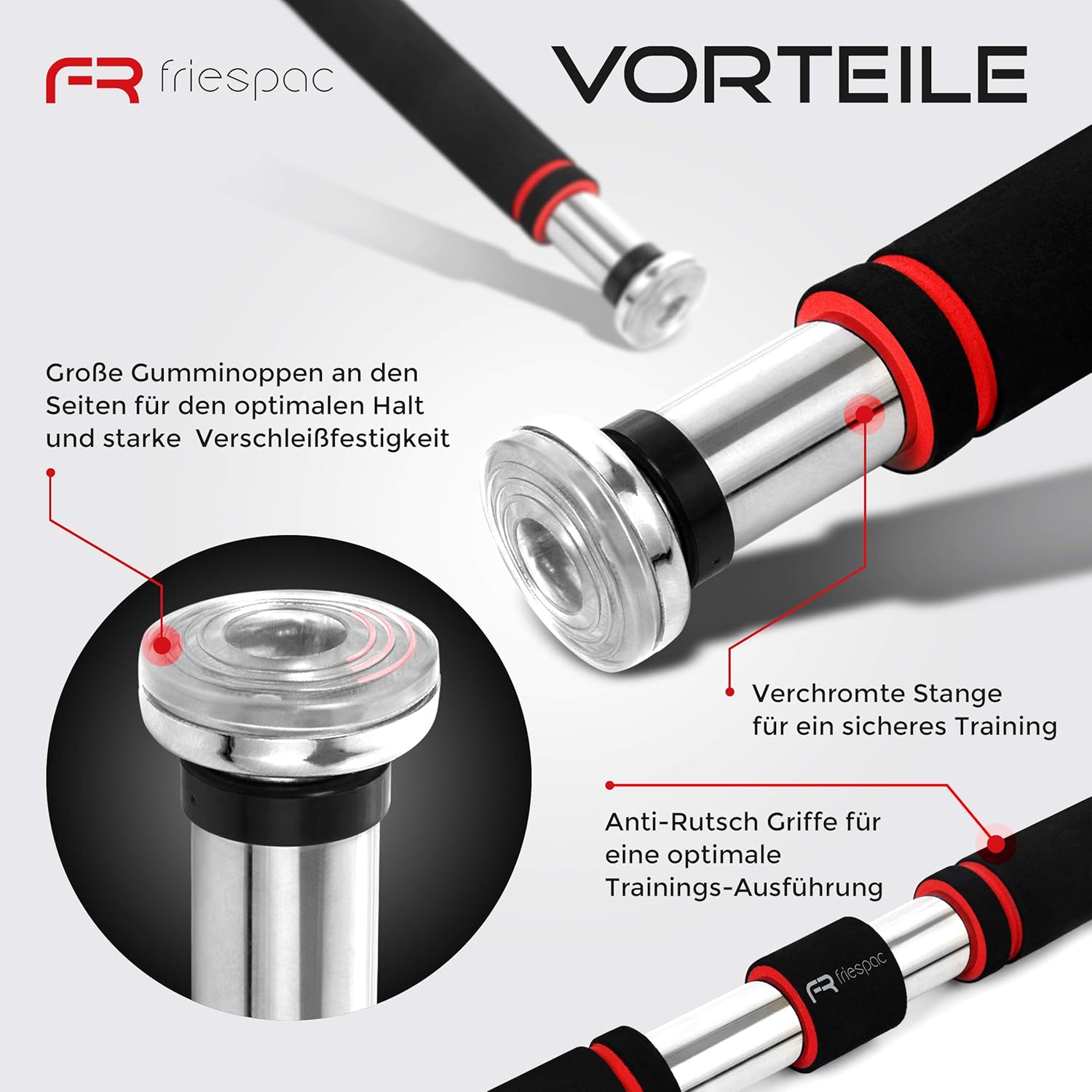 Soft Grip Padding Maximum Hold thanks to ChromePlated Bar Pull Up Bar