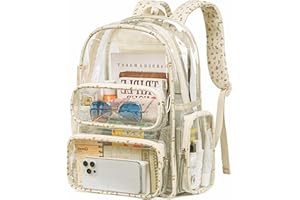 BTOOP Clear Backpack Heavy Duty Transparent Backpack 17" See Through Bookbag for College Work Festival Security with Padded Strap Large Capacity