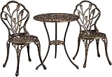Yaheetech 3 Piece Patio Bistro Set, Round Aluminum Table & 2 Chairs view 2