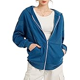 TAKEYAL Women Hoodies Sweatshirt Long Sleeve Zip Up Oversized Fall Jackets Casual Trendy Top soild