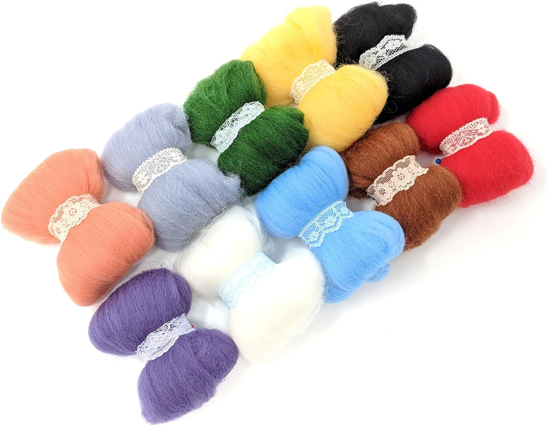 Needle Felting Wool Set of 10 Colors, 8 Grams Each Color (Bold Color Summer Series)