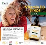 Nu U Nutrition Vitamin D Drops 90ml 3000 Drops 1000IU per Drop Unflavoured view 2