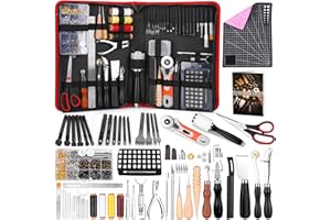 IMZAY 415 PCS Leather Working Kit, Leather Tool Kit, Leather Crafting Kit with Leather Working Tools Punching Sewing Stamping Sanding Tools for Leather Working Professional