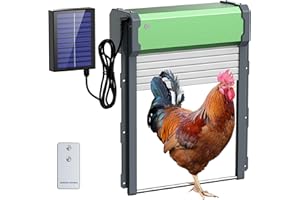FOFNON Automatic Chicken Coop Door Solar: Automatic Chicken Door - Solar Powered Chicken Coop Door with Timer & Light Sensor - Intelligent Anti-Pinch Function - 4 Modes - Remote Control Chicken Door(IP65)