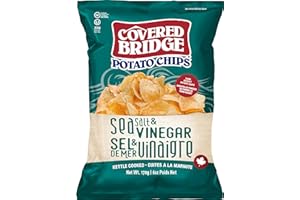 Covered Bridge Potato Chips – Sea Salt & Vinegar Chips 170g size bag – Gluten Free, Kosher, Kettle Cooked with Dark Russet Po