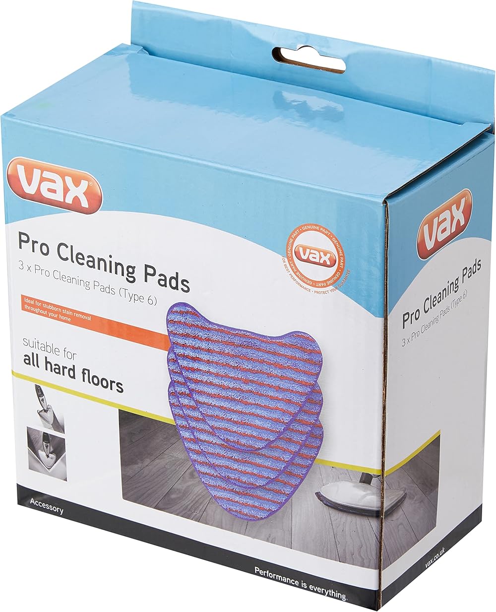 Vax Pro Cleaning Pads 1-1-132319-00 Blue Pack of 3 Genuine Spares
