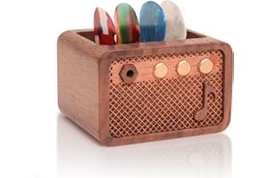 Lampeez Amp Shaped Guitar Pick Holder, Walnut Wood Pick Stand for Picks Storage and Display, Gifts for Guitar Players Enthusiasts