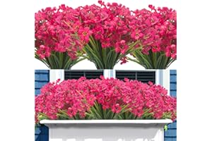 Grunyia 20 Bundles Artificial Flowers, Outdoor Indoor UV Resistant Fake Flowers No Fade Faux Plastic Plants Garden Porch Window Box Decoration