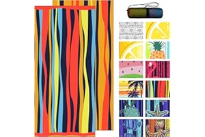 Bnuitland Colorful Hand-Drawn Lines Pattern Beach Towel (35X75 inches), Oversized Quick Drying Absorbent Sand Free, Cute Towels for Travel Swimming Pool Picnic, 88% Polyester and 12% Polyamide