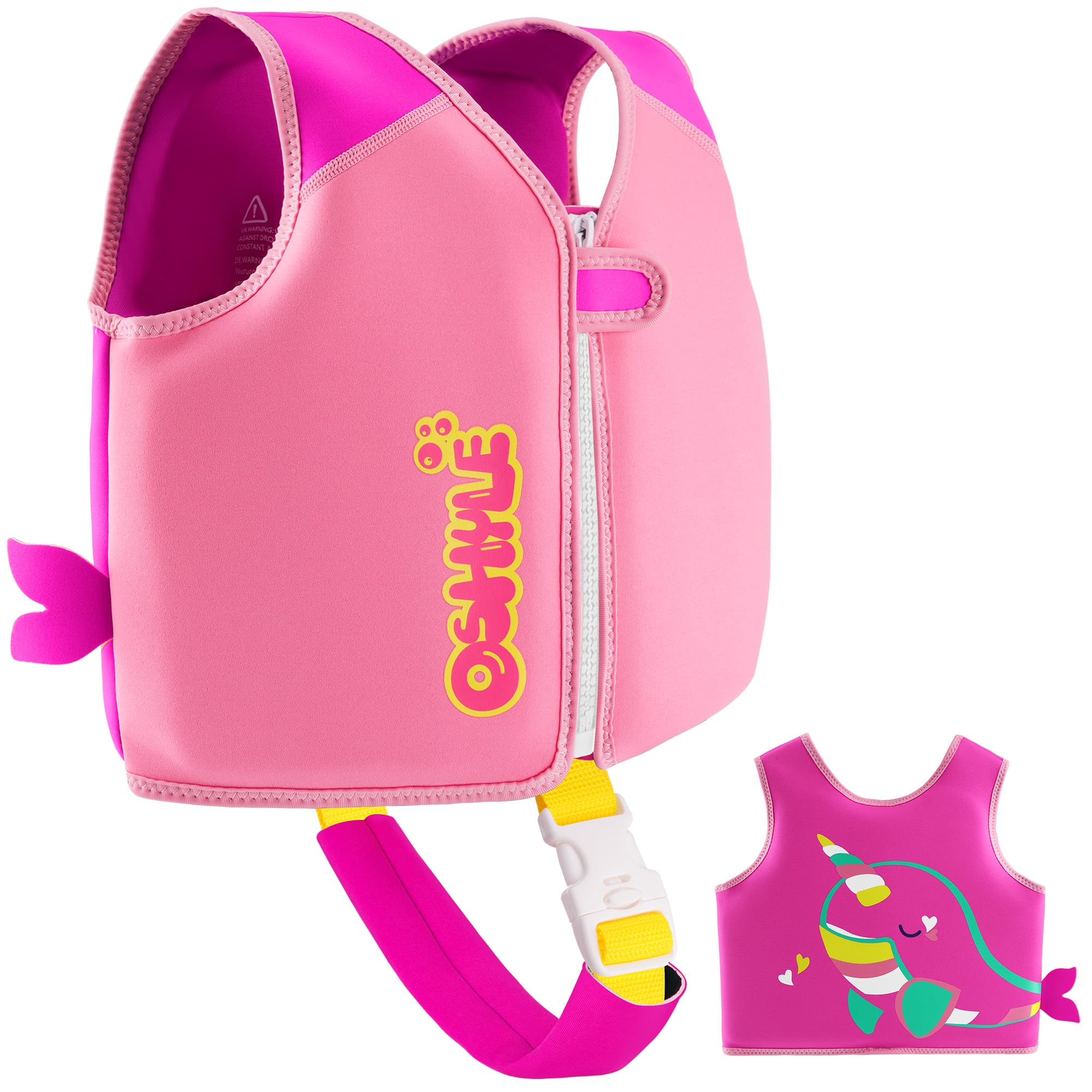 OSHYLE Children's Girls Boys Swimming Vest for Toddlers with Adjustable Safety Straps Age 1-3 (Whales, S)