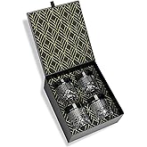Crystal Whiskey Glasses - Set of 4 Admiral Glass Tumblers (9.5oz, 280ml) for Whisky, Scotch & Bourbon - Brilliant Rocks Glasses for Cocktails & Drinks - Elegant Gold Foil Gift Box