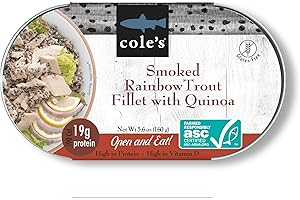 COLE'S COLE’S - Smoked Rainbow Trout Fillet with Quinoa | Open & Ready to Eat Meal | 5.6 oz Canned & Hand-Packed | 19g Protein | High in Vitamin D | 1 unit