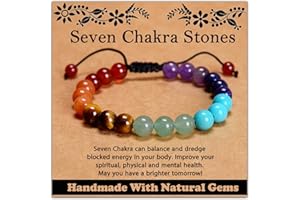 CHCCOYE 468Handmade Adjustable Natural Gemstone Crystal Bracelet Healing Power Energy Inspirational Gifts with Card for Unisex