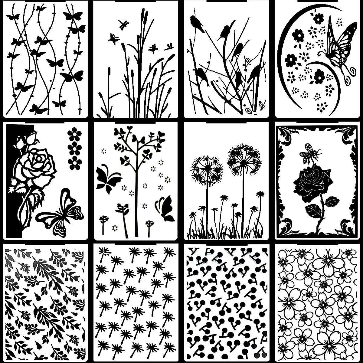 Luccyle Embossing Folders, 12 Pieces Plastic Embossing Folders, Embossing Template DIY Craft Template Molds, Convenient to Use for Card Making for Embossing Machines,105x148mm (Style 1), (MD-118)