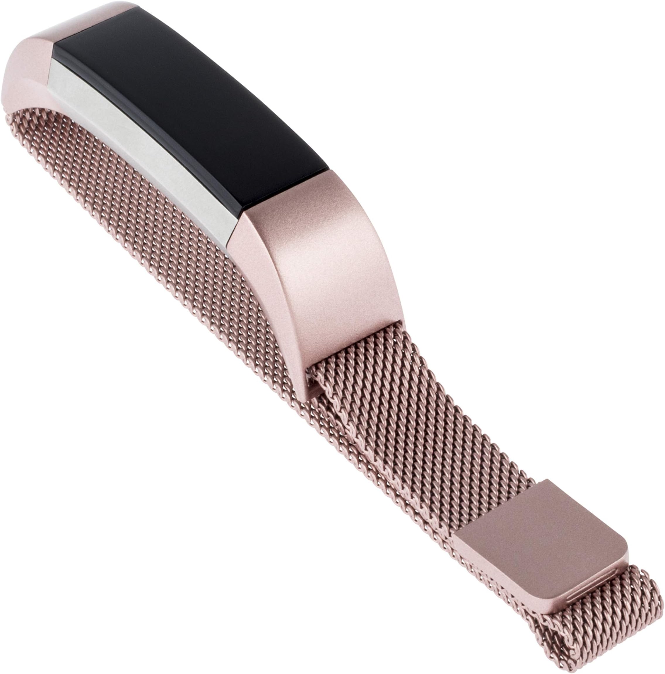 WITHit Designer Stainless Steel Mesh Replacement Band for Fitbit Alta/Alta HR, Rose Gold – Secure, Adjustable, Fitbit Watch Band Replacement with Magnetic Closure, Fits Most Wrists