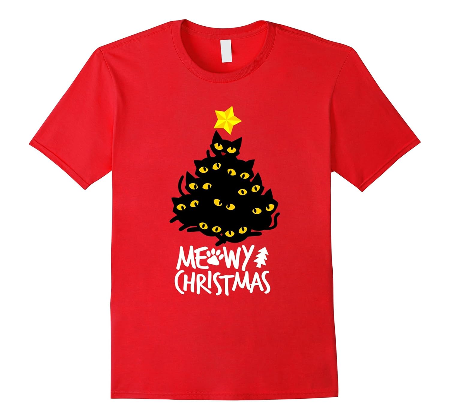 Cute Funny Christmas Cat Gifts T-shirt Meowy Christmas Shirt-ANZ