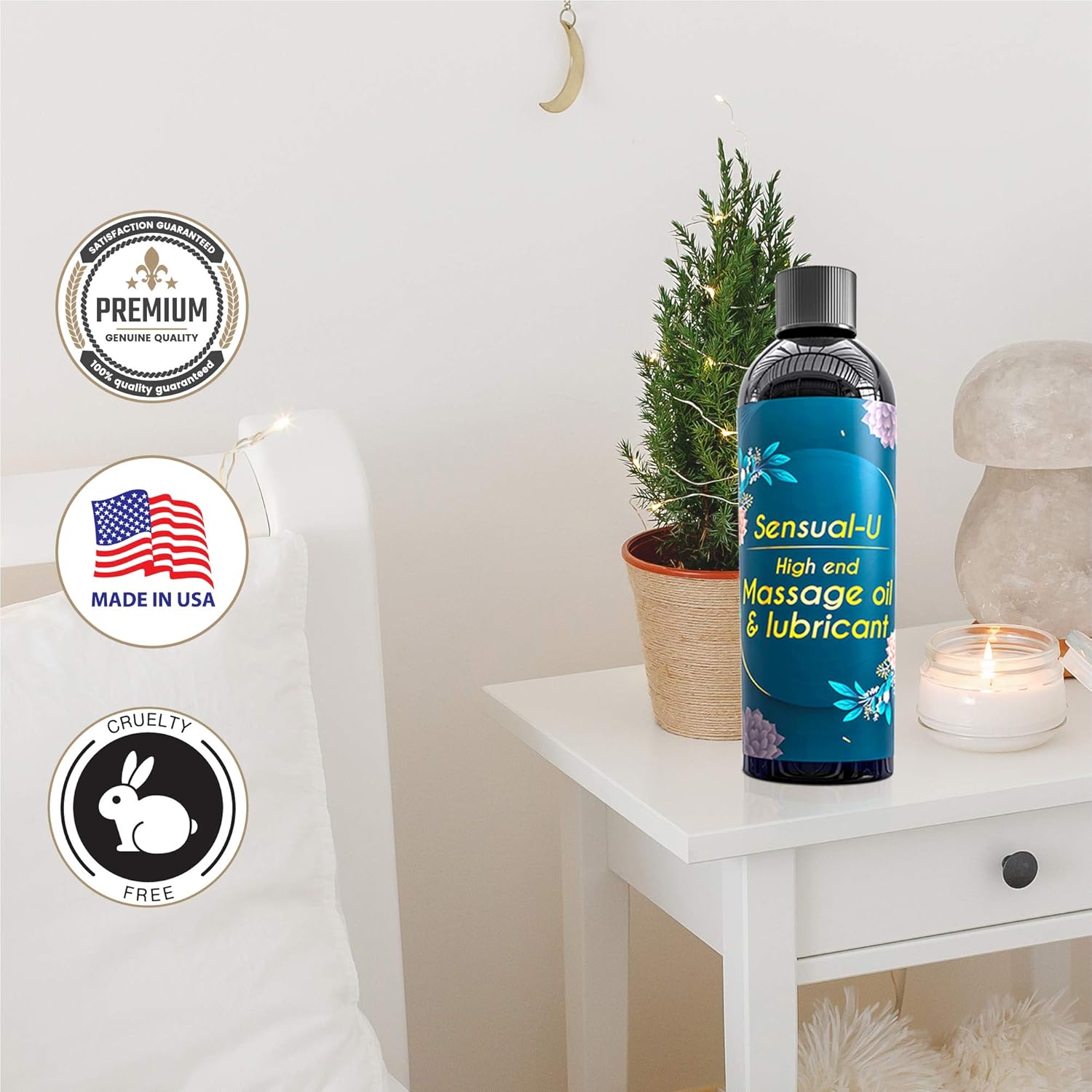 Sensual Massage Oil & lubricant with Relaxing Jasmine and clove oil for Men and Women – 100% Natural Hypoallergenic Skin Therapy with No Artificial or Added Ingredients - made by Sensual-U : Beauty