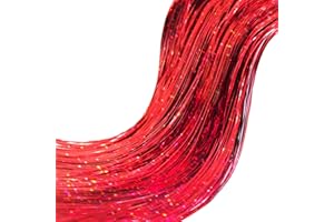 JREMREO Pack of 3000 Strands Red Christmas Icicle Tinsel Foil Fringes | 19.8 Inches, Christmas Tree Tinsel Curtain Decoration for Indoor Outdoor Winter Home Holiday New Year Eve Birthday Party Supplies