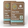Certified Organic Tea Tree Bar Soap by Be-One - 2-Pack - 3.75 oz Bars - Vegan - Paraben & Sulfate Free - Sensitive Skin - Jock Itch - Acne - Eczema - All Natural - For Men & Women - MADE IN USA