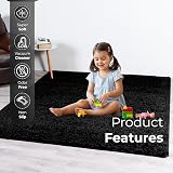 BPIL Living Room Rug 60x110 cm 5cm Thick Shaggy Black view 2